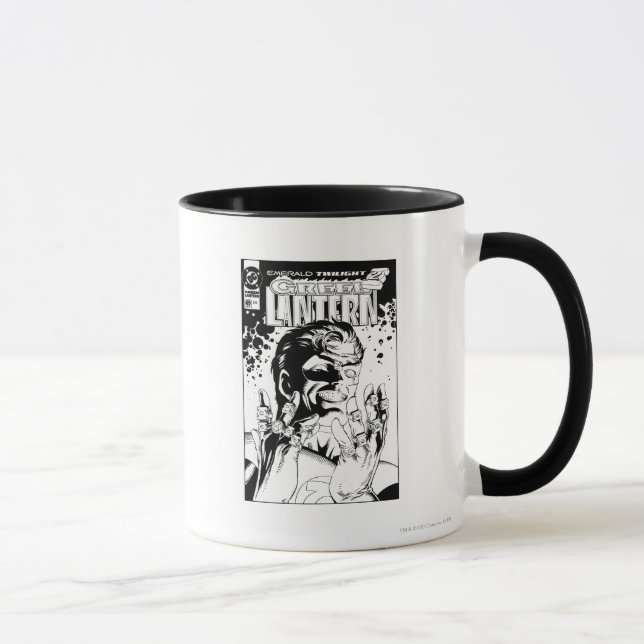 Grüne Laterne - Viele Ringe, schwarz und weiß Tasse (Rechts)