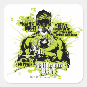 Grüne Laternen-Text-Collage - Farbe Quadratischer Aufkleber