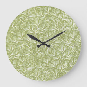 Grüne Launenhaftigkeit Florale Wanduhr