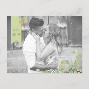 Grüne Leaf Einfachheit Save the Date Postkarte