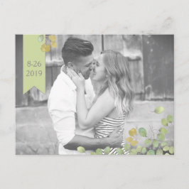 Grüne Leaf Einfachheit Save the Date Postkarte