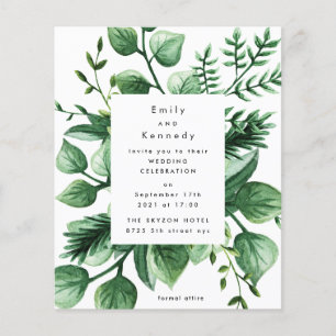 Grüne Leafy Moderne Hochzeit mit frischem Budget Flyer
