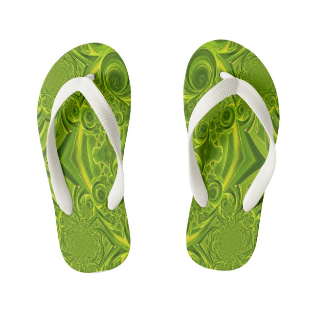 Grüne, lebendige, wirbelnde Kinder Flip Flops (Fußbett)