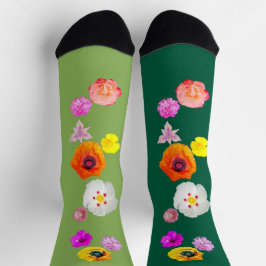 Grüne lebhafte Blumen-Misch-Socken Socken