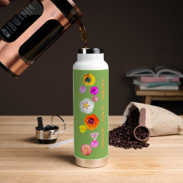 Grüne lebhafte Blumen-Mischung Wasserflasche Trinkflasche