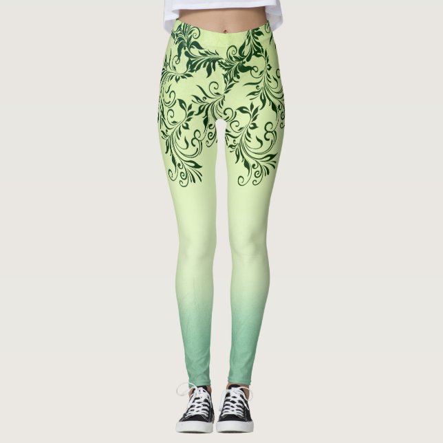 Grüne Leggings mit grüner Linde (Vorderseite)