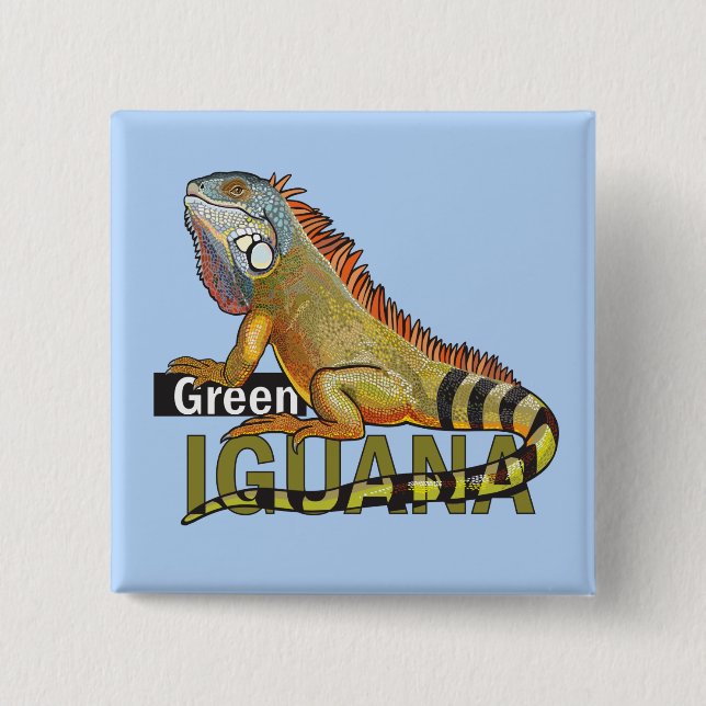 Grüne Leguane Button (Vorderseite)
