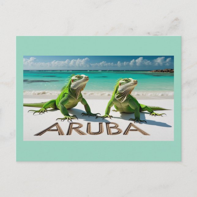 Grüne Leguanen in Aruba Feiertagspostkarte (Vorderseite)