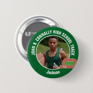 Grüne Leichtathletik-Foto-Hochschulsportler Button