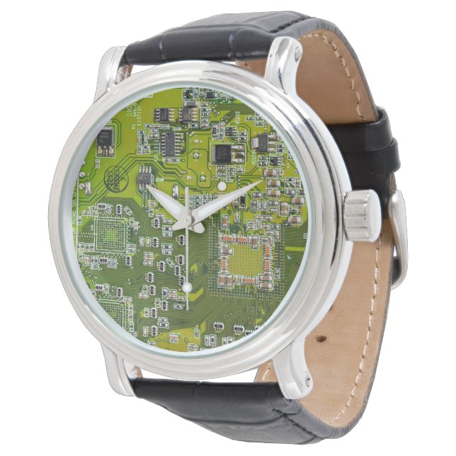 Grüne Leiterkarte der gedruckten Leiterplatte 2 Armbanduhr (Schrägansicht)