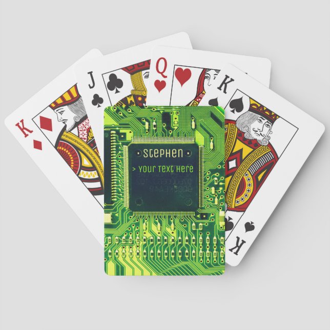 Grüne Leiterplatten, elektronische Bauteile, bedru Spielkarten (Rückseite)