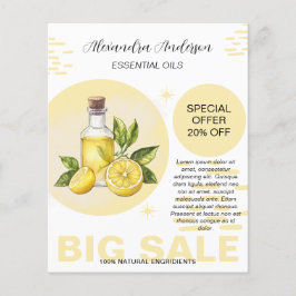 Grüne Lemon Essential Oils Wasserfarbe Botanisch Flyer