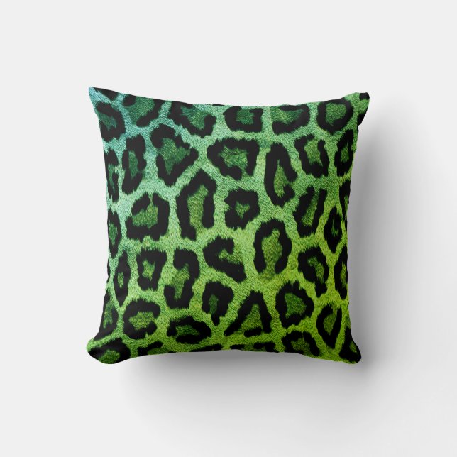 Grüne Leopard-Druckkopfkissen Kissen (Vorderseite)