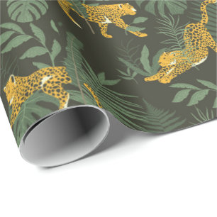 Grüne Leopard Jungle Safari Wrapping Paper Roll Geschenkpapier