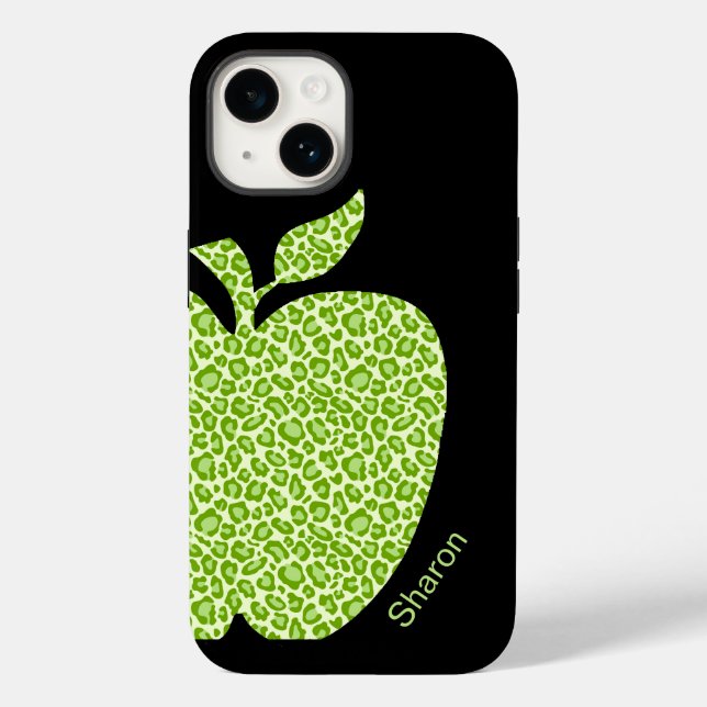 Grüne Leopard Print Apple Lehrer Case-Mate iPhone 14 Hülle (Rückseite)