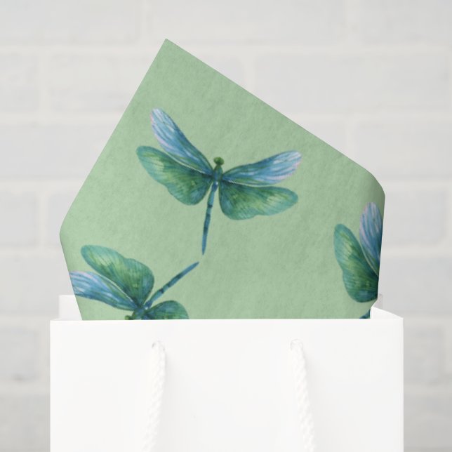 Grüne Libelle Seidenpapier (Geschenktüte)