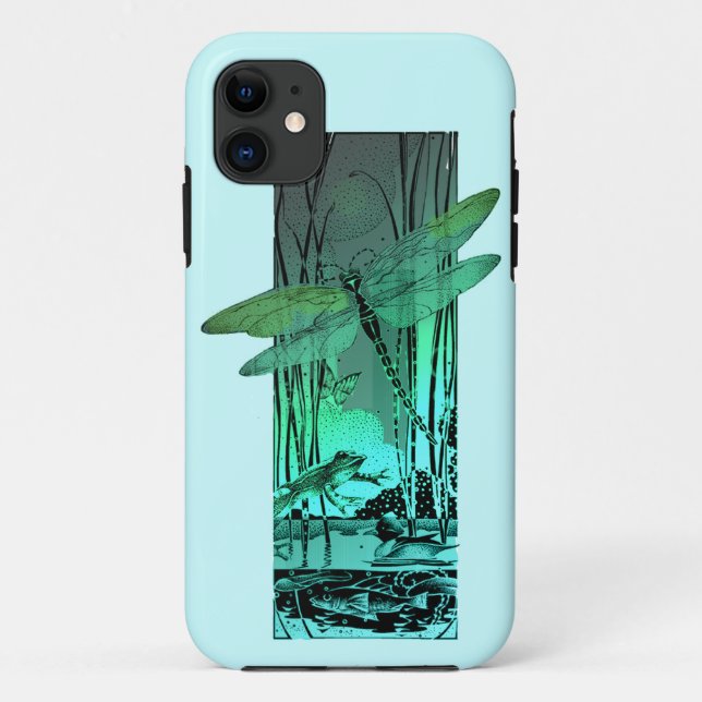 Grüne Libelle und Frosch im Teich Case-Mate iPhone Hülle (Rückseite)