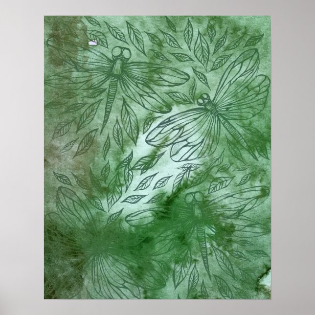 Grüne Libellen Libellenliebhaber Poster (Vorne)