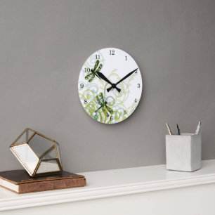 Grüne Libellen-Wanduhr Runde Wanduhr