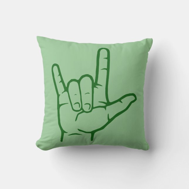 Grüne Liebe ASL I Sie Throw-Kissen Kissen (Vorderseite)