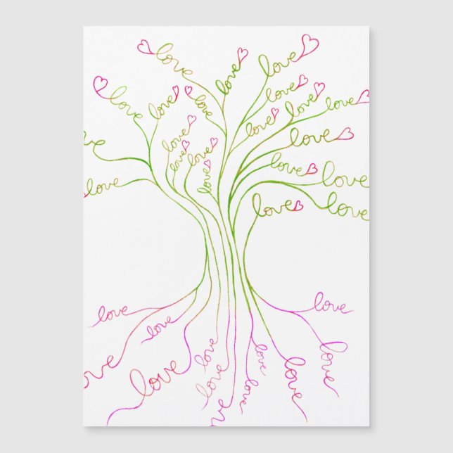 Grüne Liebe Baum des Lebens Modernes, Niedliches Magnetkarte (Vorderseite)