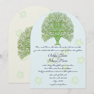 Grüne Liebe Bäume Hochzeit Einladung Blätter