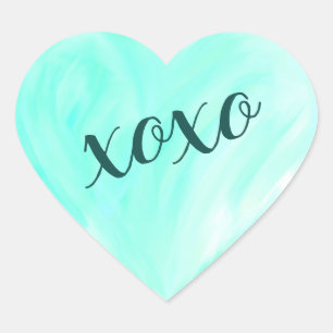 Grüne Liebe Herz Xoxo Wasserfarbe gestrichen Herz-Aufkleber