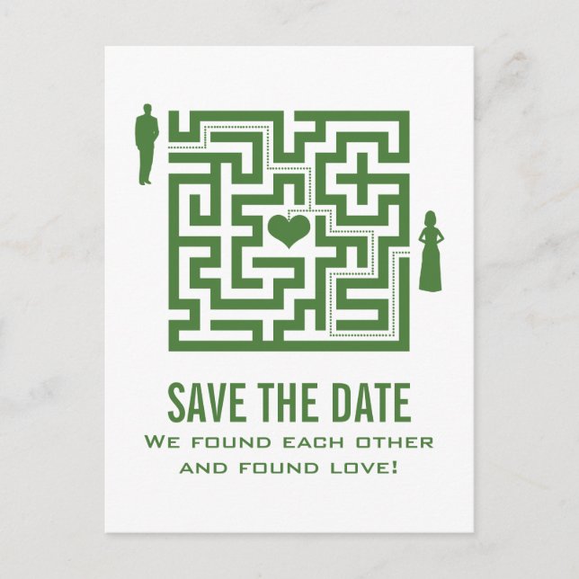 Grüne Liebe Save the Date Postkarte (Vorderseite)