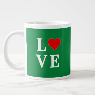 Grüne LIEBE und Herz Jumbo-Tasse