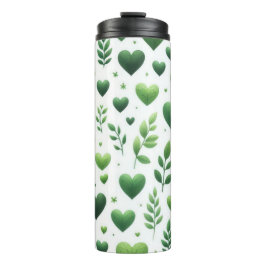 GRÜNE LIEBE VALENTINE HERZEN UND BLÄTTER THERMOSBECHER