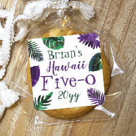 Grüne, Lila Blätter Hawaii 5-0 50. Geburtstag Quadratischer Aufkleber