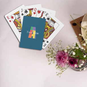 Grüne, lila gelbe Monogramm Initial A Blau Spielkarten