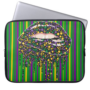 GRÜNE LILA GELBSTREIFEN LUSH LIPS MIT TROPFEN LAPTOPSCHUTZHÜLLE