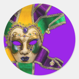 Grüne Lila Gold Maskenparty Aufkleber