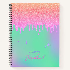 Grüne Lila Holografie Rosa Orange Glitzer Tropfen Notizbuch