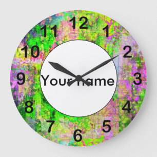Grüne lila Textur Große Wanduhr