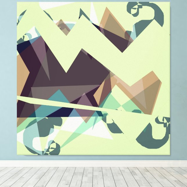 Grüne, Lila und blaue geometrische Gebirge Leinwanddruck (Insitu (Holzboden))
