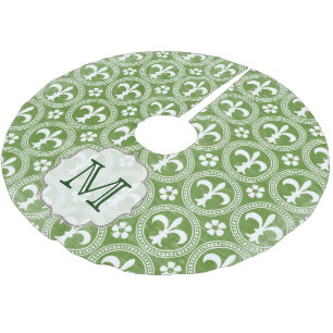 Grüne Lilie Monogram Urspantrock Polyester Weihnachtsbaumdecke