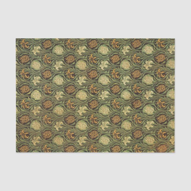 GRÜNE LILILIEN WILLIAM MORRIS-Zwirnpapier Seidenpapier (Vorderseite)