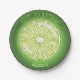 Grüne Limone Fruchtcreme-Illustration Geburtstag Pappteller