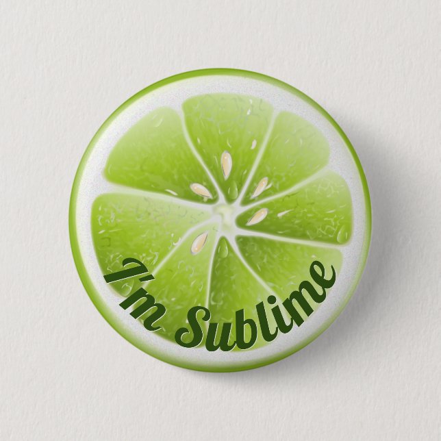 Grüne Limone Fruchtscheibe Button (Vorderseite)