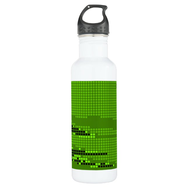 GRÜNE LIMONE SCHWARZE NEON RETRO DOTS ART TRINKFLASCHE (Vorderseite)