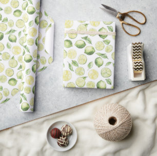 Grüne Limonen Blätter Obst Geschenkpapier