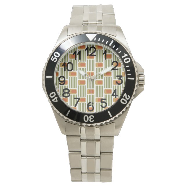 Grüne Linien und Felder Armbanduhr (Vorderseite)