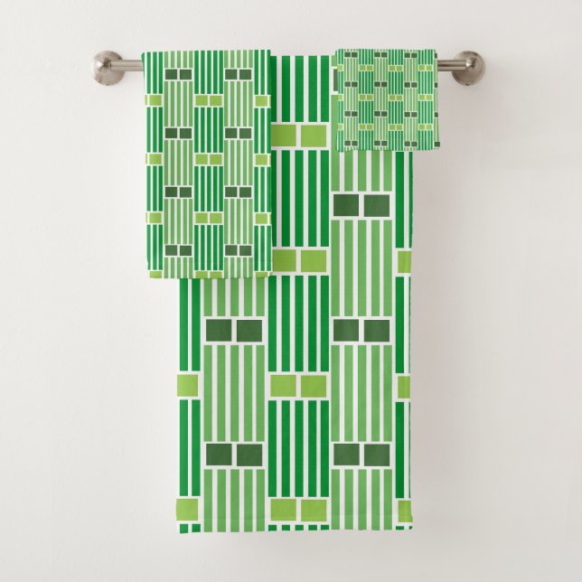 Grüne Linien und Felder Badhandtuch Set (Insitu)