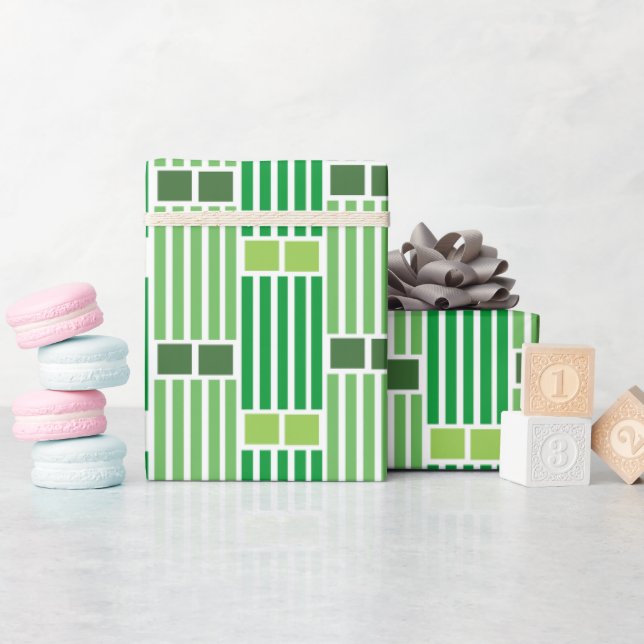 Grüne Linien und Felder Geschenkpapier (Babyparty)