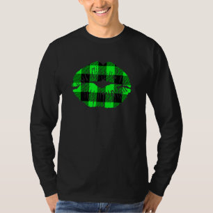Grüne Lippen Buffalo Kariert Lippen Lucky St Patri T-Shirt
