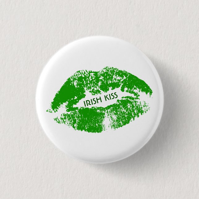 Grüne Lippen Irischer Kuss Button (Vorderseite)