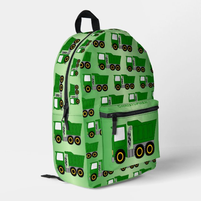 Grüne LKW Personalisiert Bedruckter Rucksack (Rückseitige Ecke links)