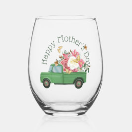 Grüne LKW Spring Bouquet Stemless Weinglas Ohne Stiel